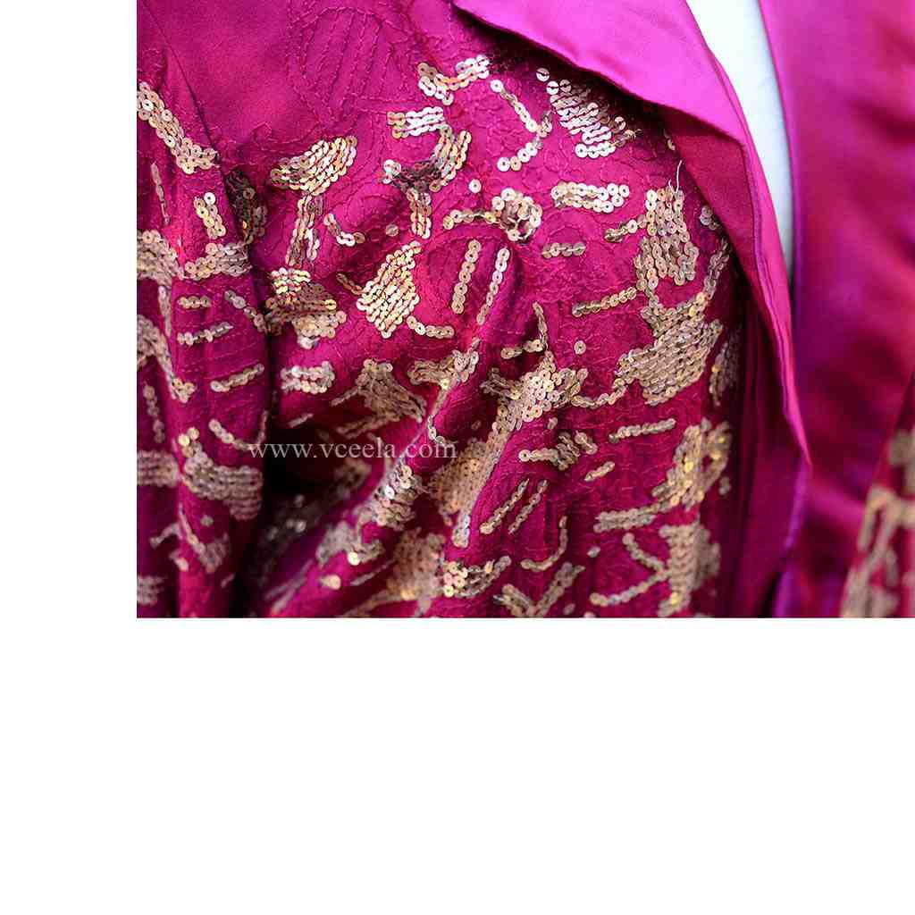 Embroidered Pink Long Coat Sitara Work IMG # 1