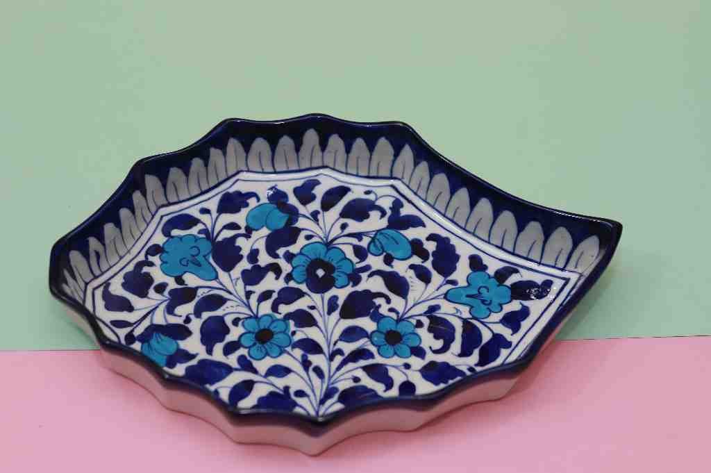 Blue Pottery Leaf Dish - Duplicate IMG # 1