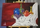 Still life painting with drapery