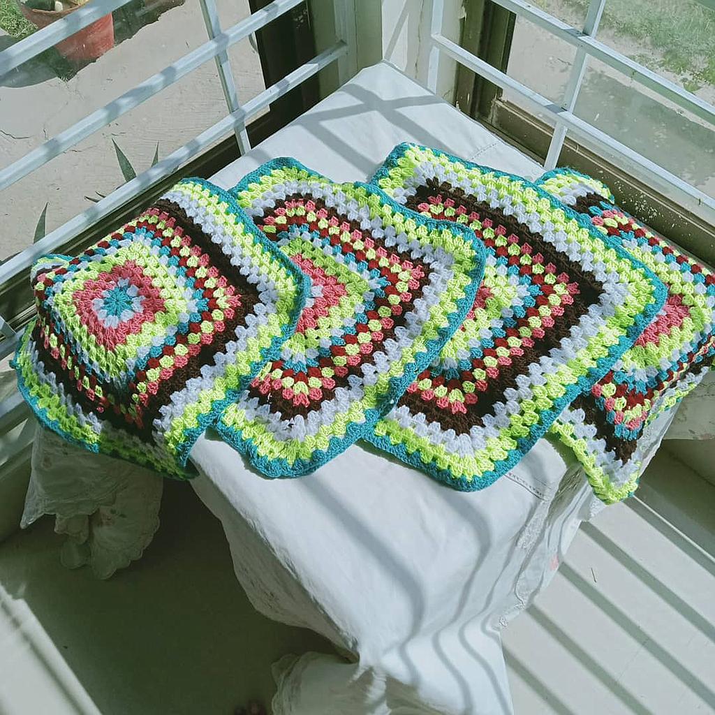 Handmade Woolen Crochet Cushion Pair