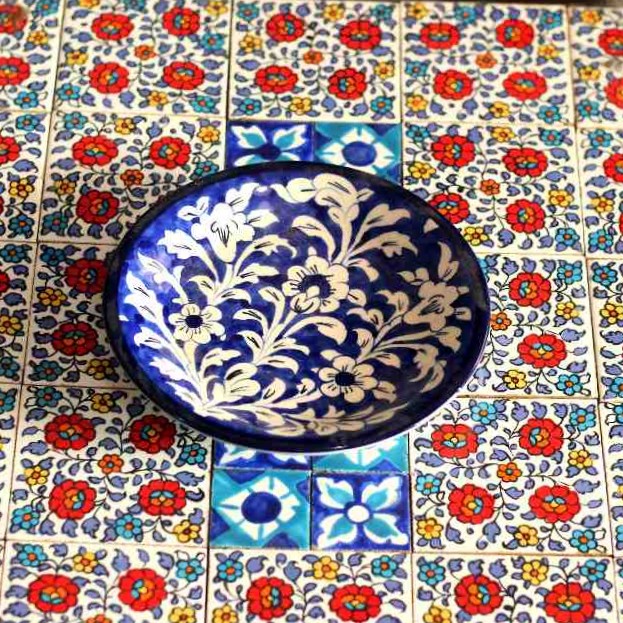 Blue Pottery Rice Plate