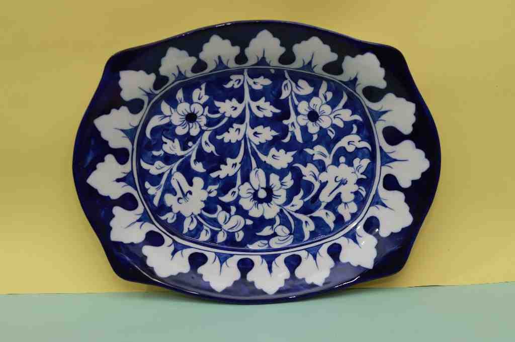 Blue Pottery Rice Dish 