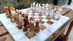 White and Green Marble Chess Set