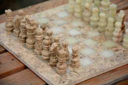 Green and Coral Marble Chess Set