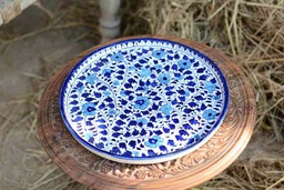 [PK0363-HM-TRY-026367] Blue Pottery Pizza Tray