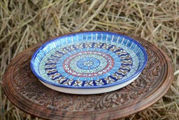 [PK0363-HM-TRY-026374] Blue Pottery Pizza Tray