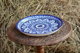[PK0363-HM-TRY-026377] Blue pottery Pizza Tray